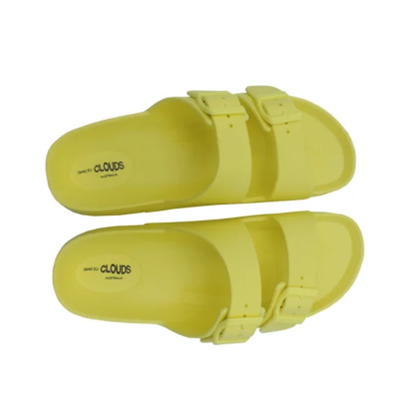 Pair of yellow double-buckle slides