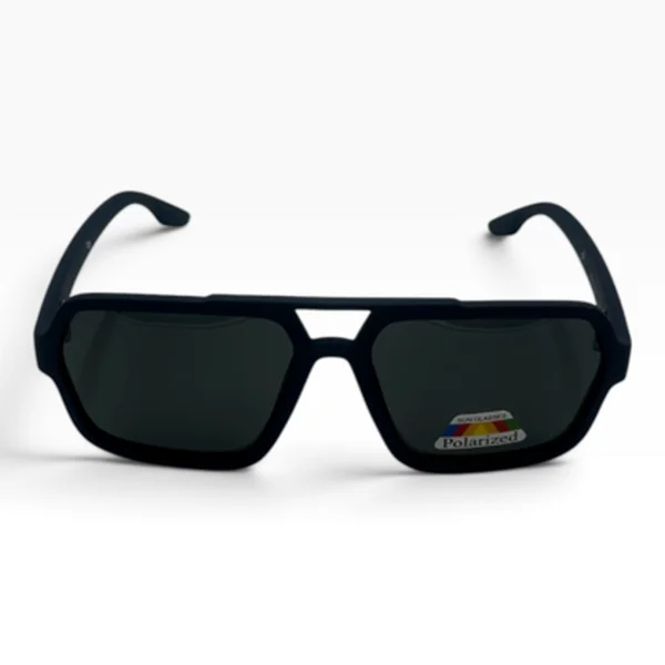 Black square-frame polarised sunglasses with a double bridge